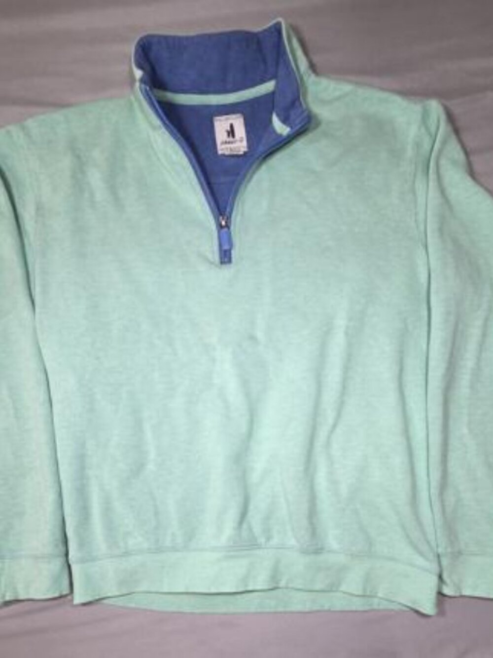 johnnie-O West Coast Prep Ribbed Cotton Quarter-Zip Mint Green Men's L